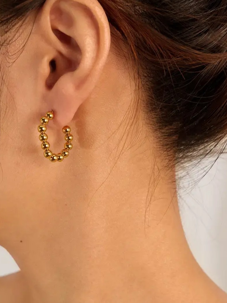 18 Kt Gold Over Titanium Ball Earrings